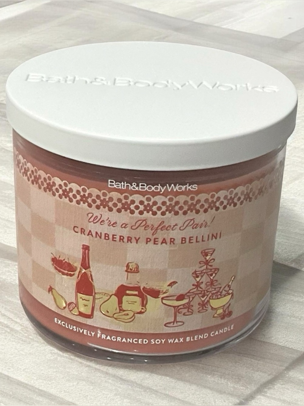 RARE Bath & Body Works Cranberry Pear Bellini 3 Wick Candle 14.5 oz Perfect Pair